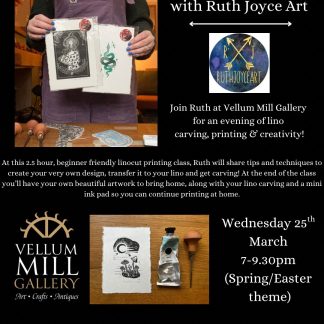 Lino Cut Workshop with Ruth Joyce Art,  25th March 2026